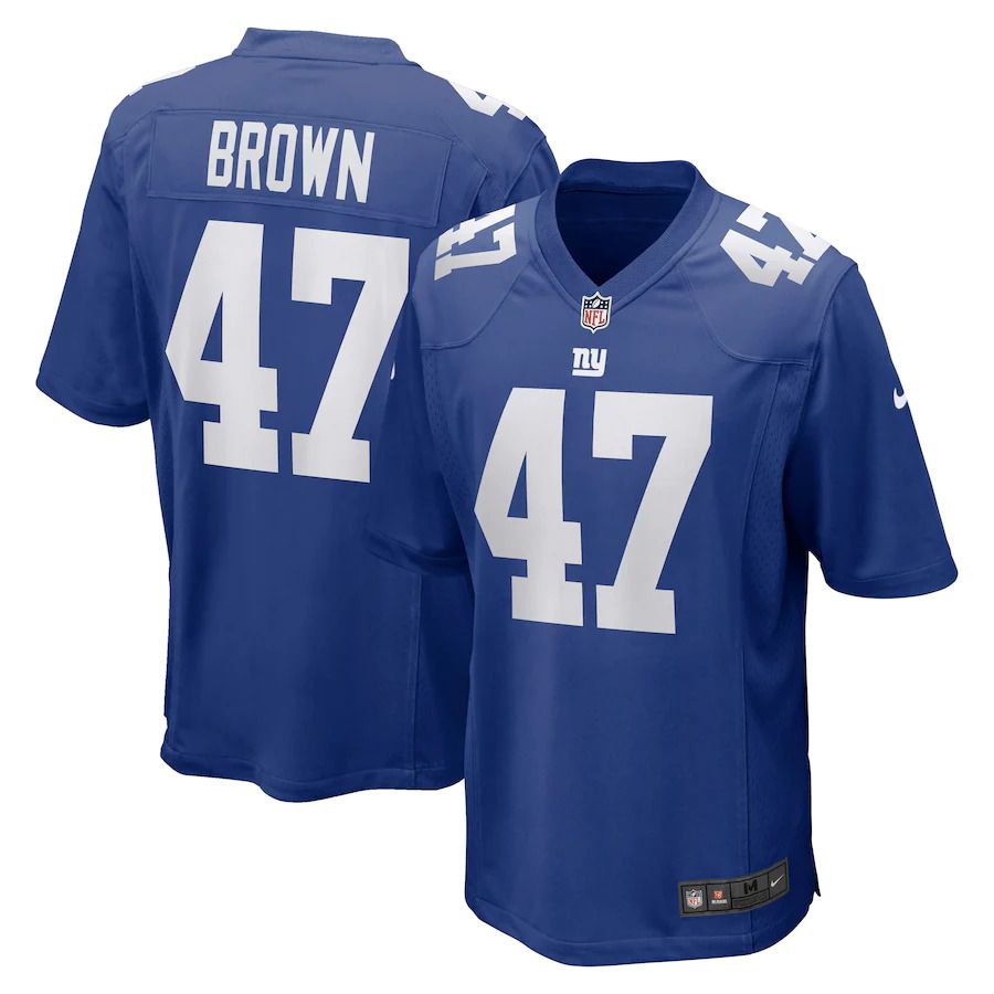 Men New York Giants #47 Cam Brown Nike Royal Game NFL Jersey